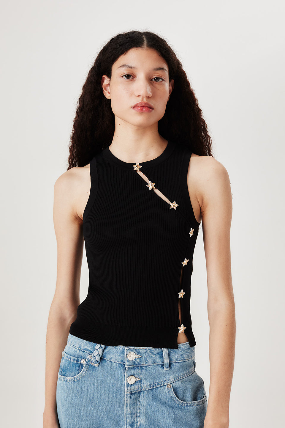 Top en maille à ouverture asymétrique