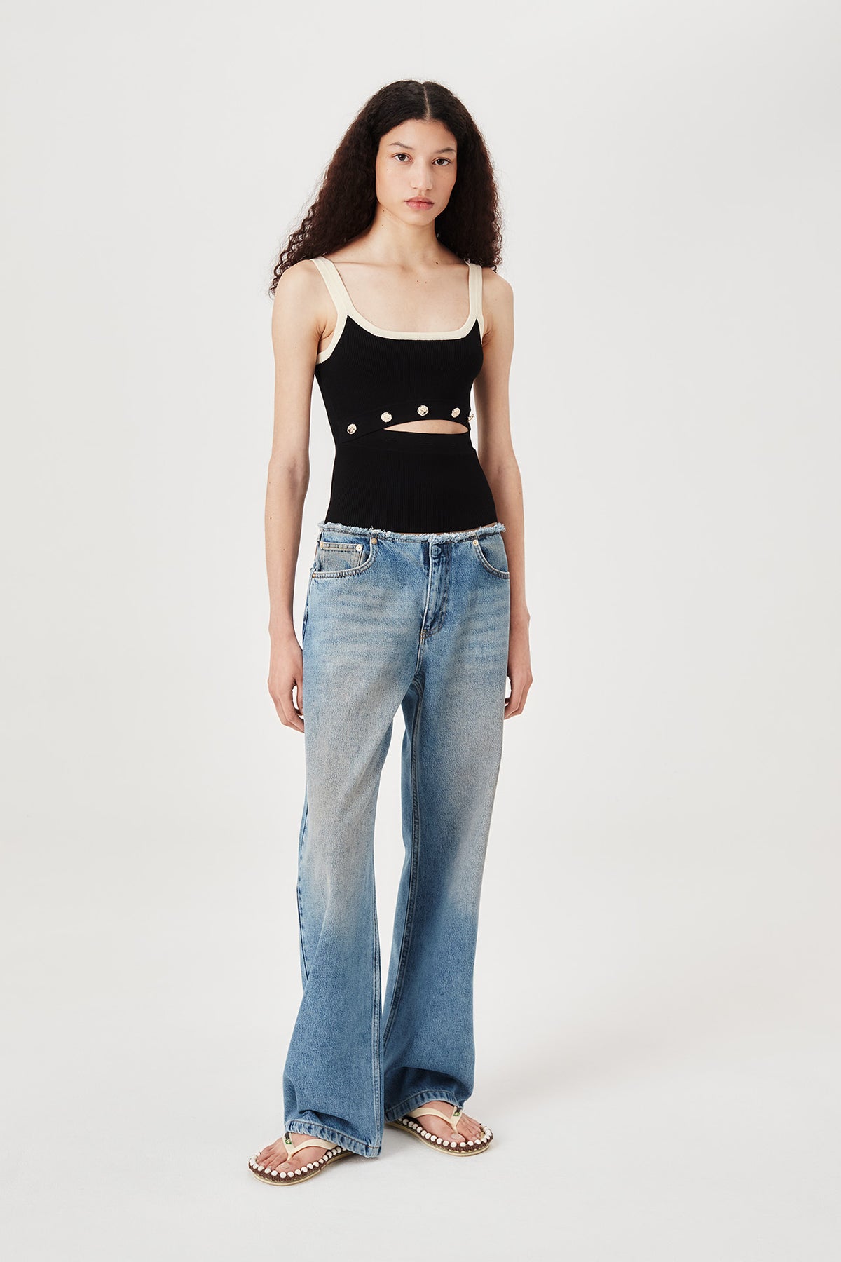 Denim à ceinture bords francs