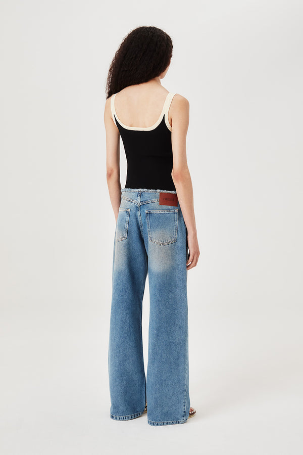 Button-front knit top