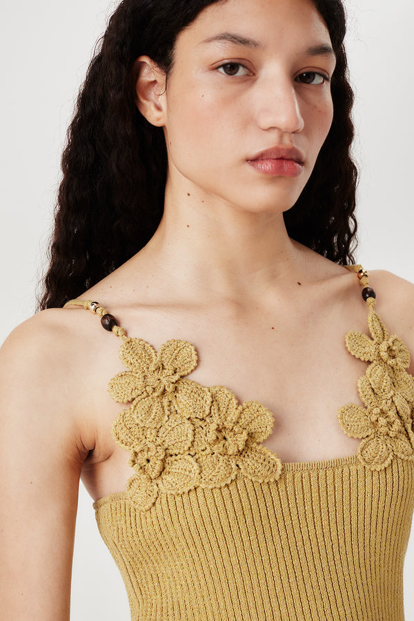 Top en maille à fleurs