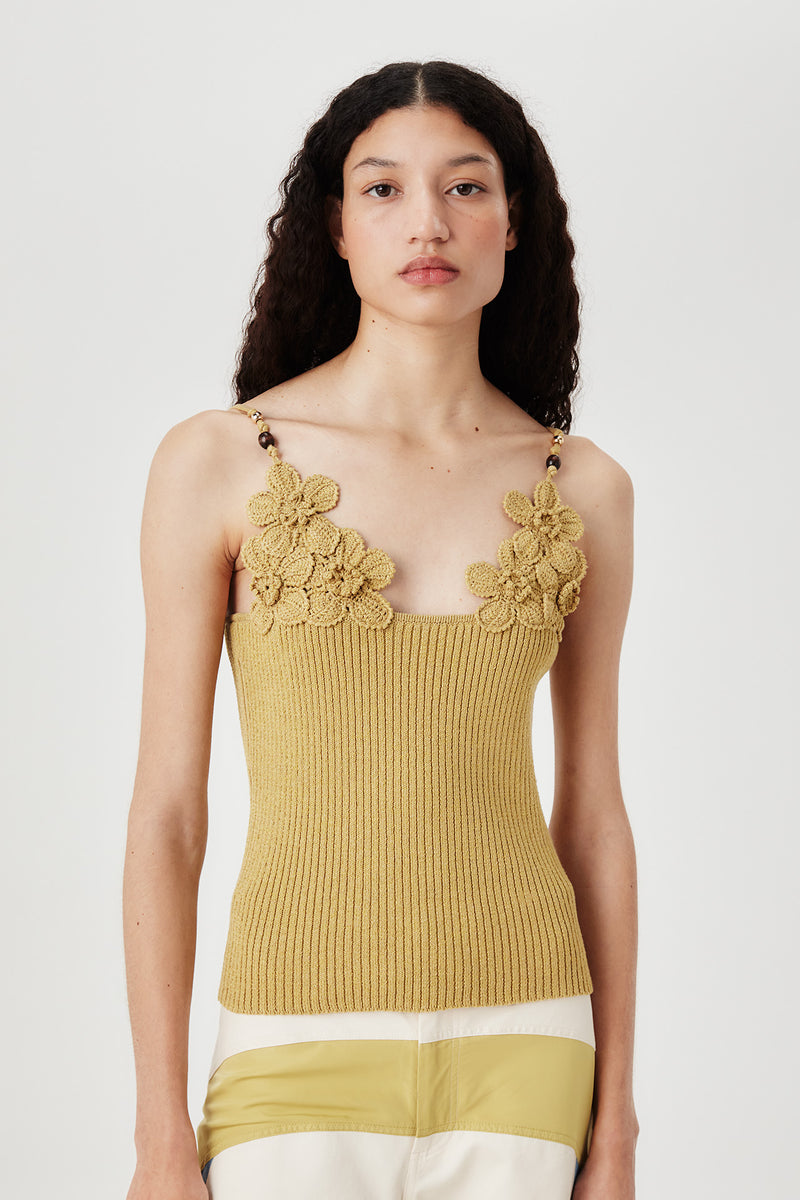 Top en maille à fleurs