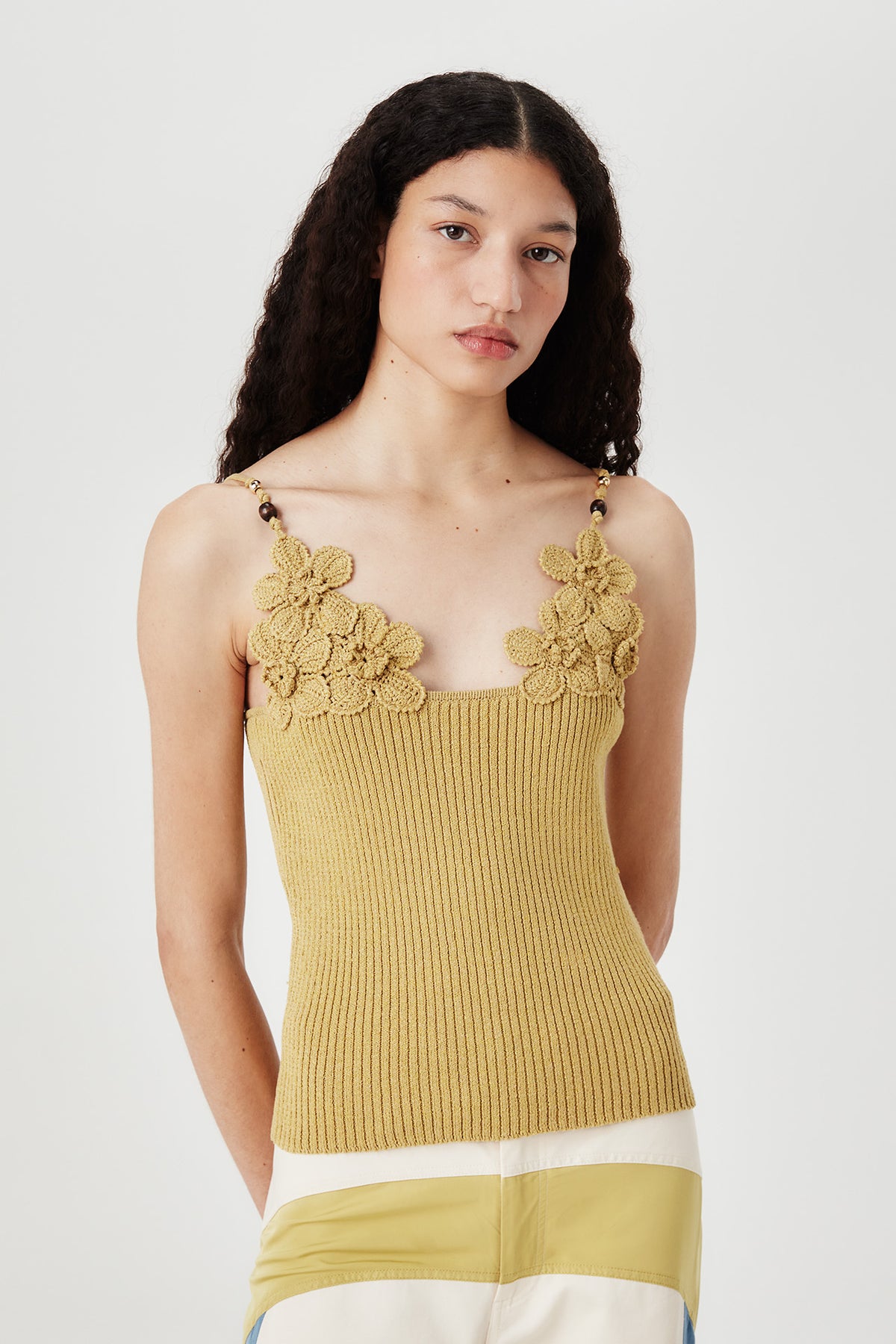 Top en maille à fleurs