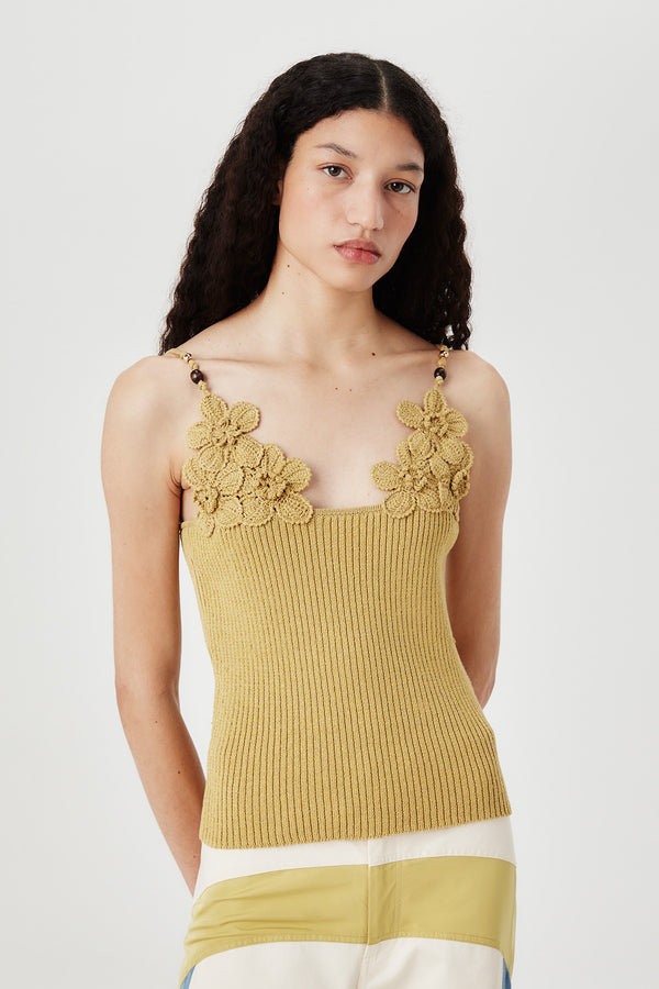 Top en maille à fleurs