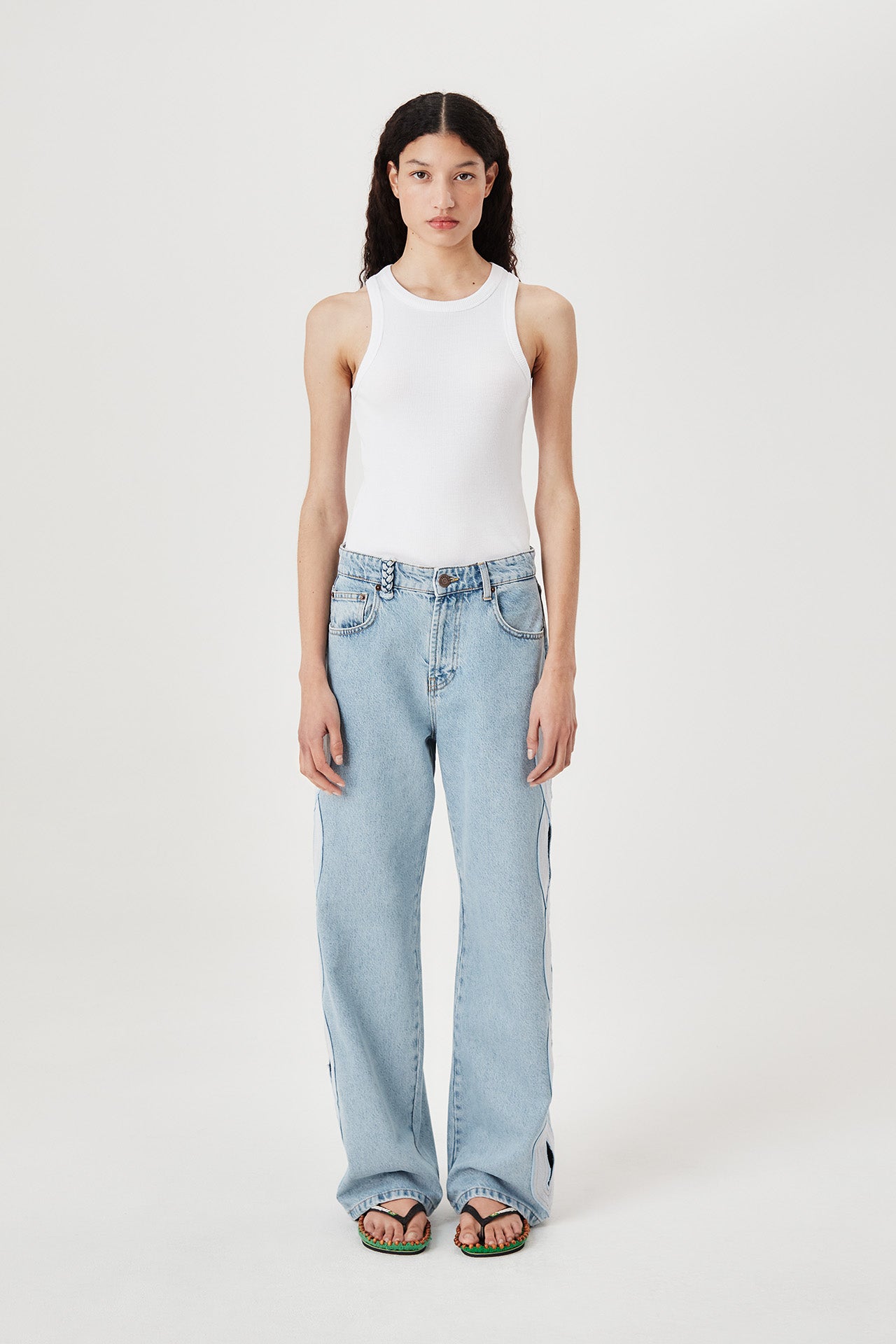 Light denim with braid opening