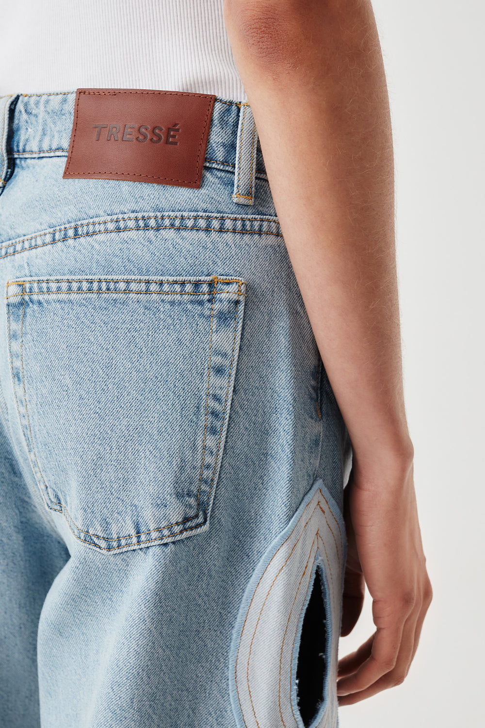 Light denim with braid opening