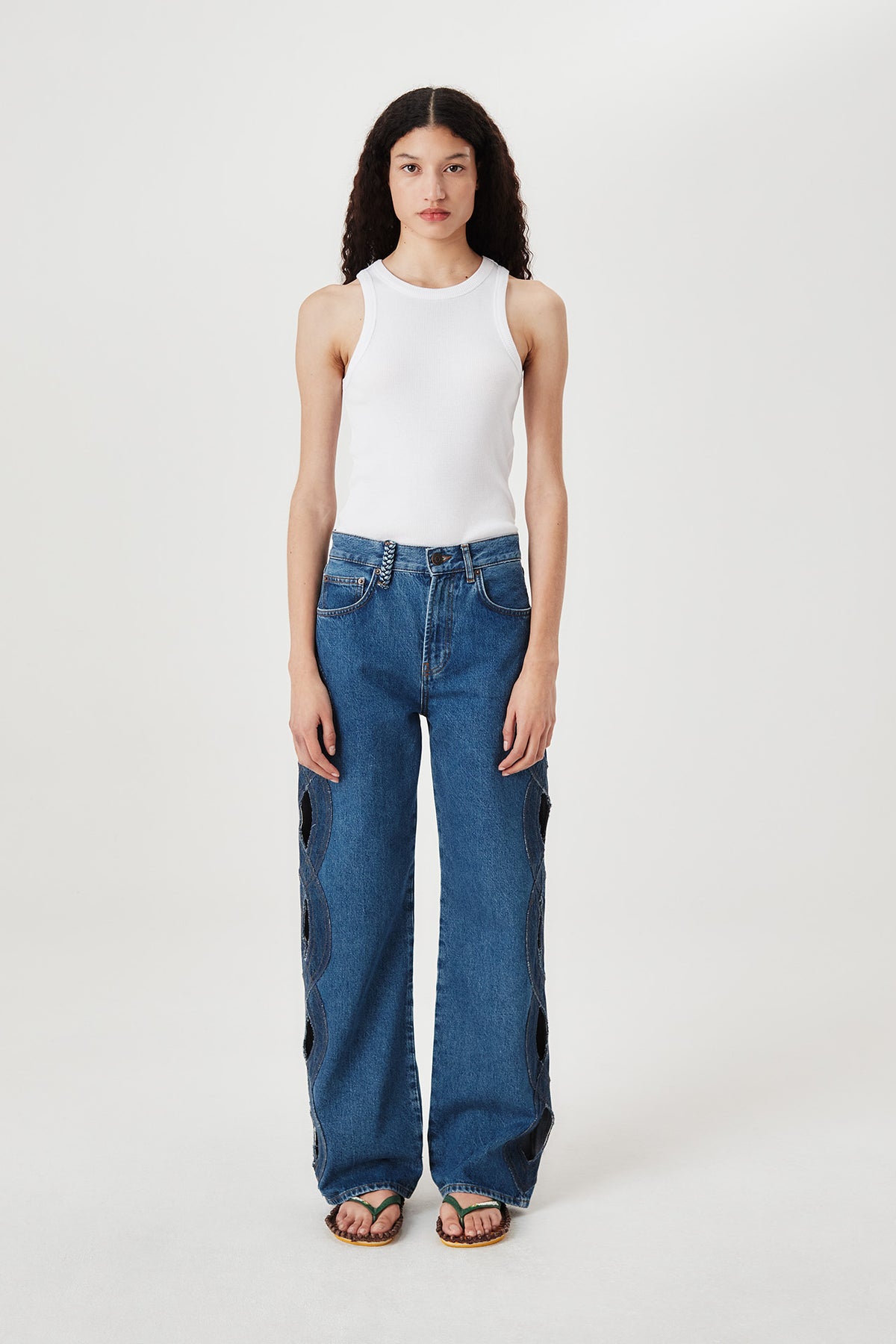 Denim avec ouverture tresse