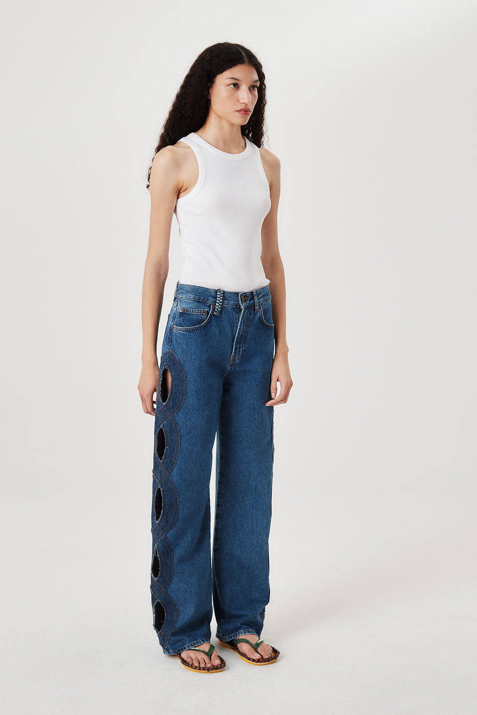 Denim avec ouverture tresse
