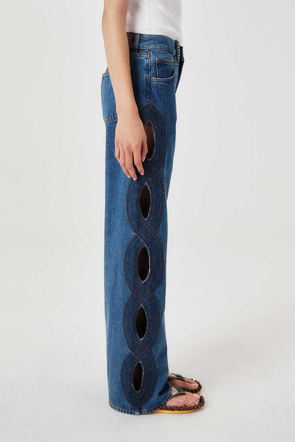 Denim avec ouverture tresse