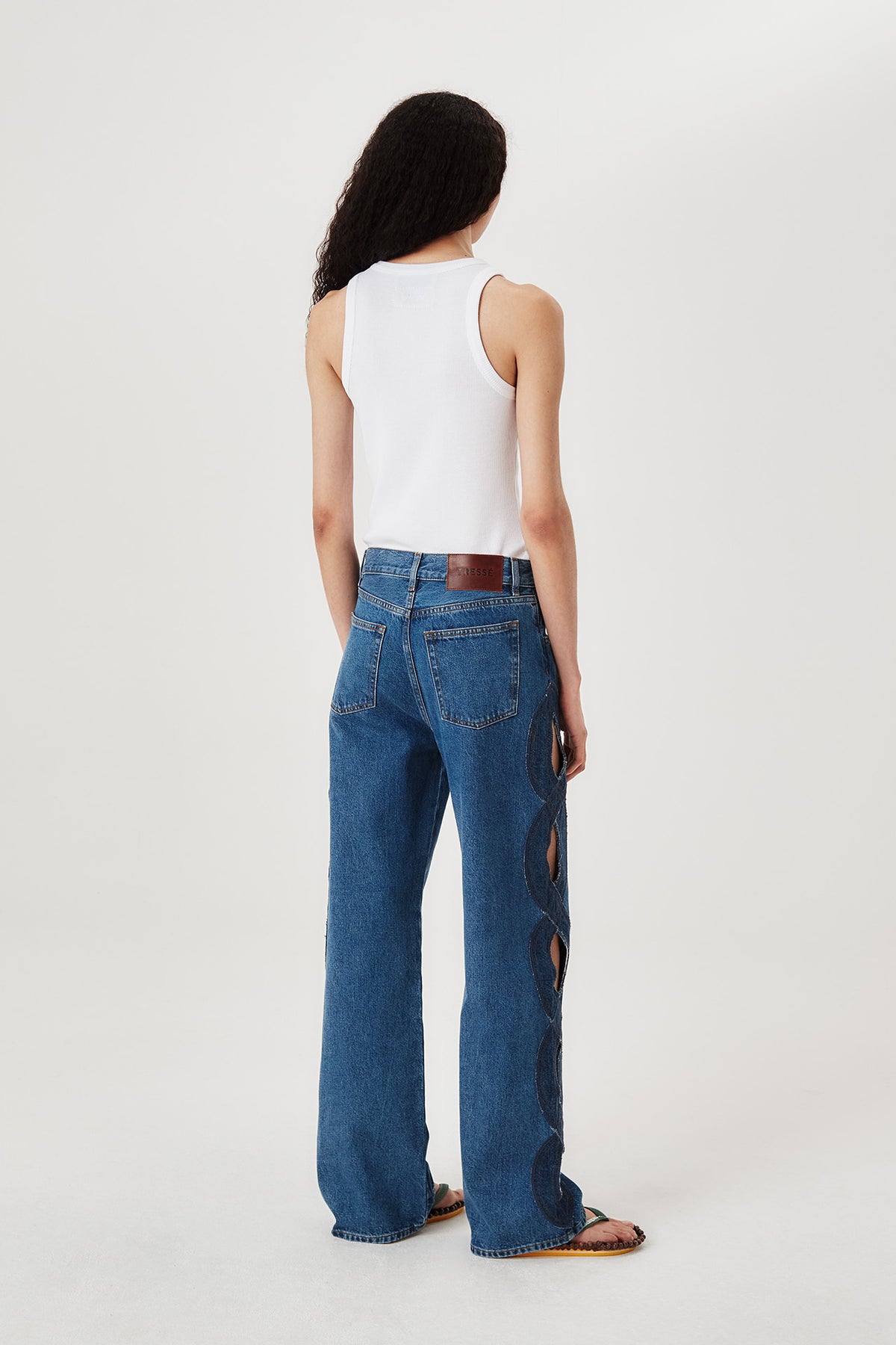 Denim avec ouverture tresse