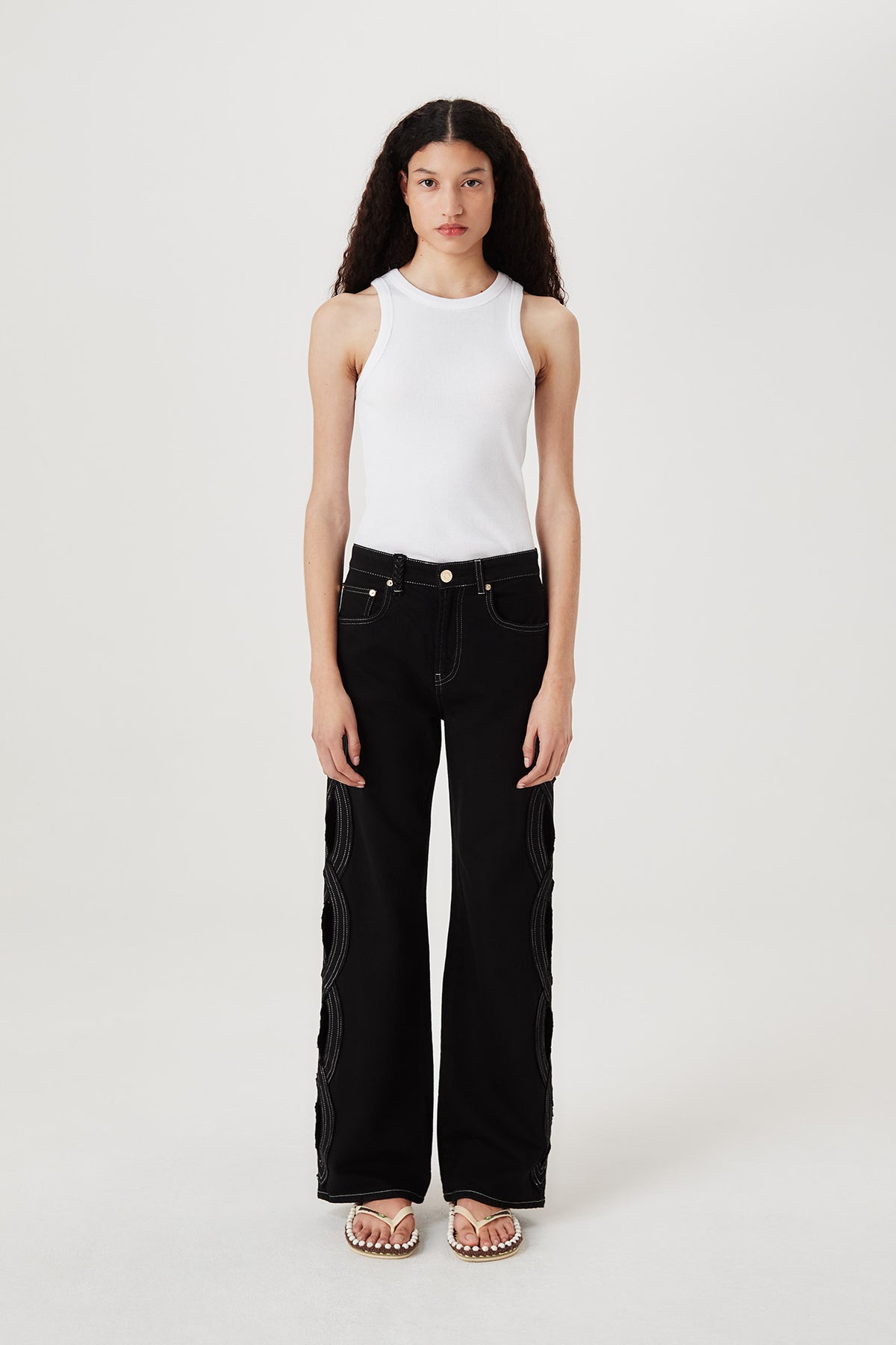 Denim with braided opening
