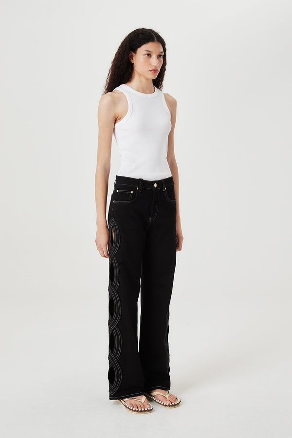 Denim à ouverture tresse