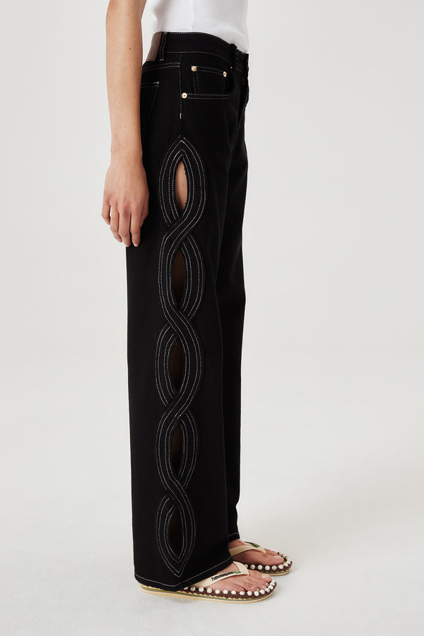 Denim à ouverture tresse