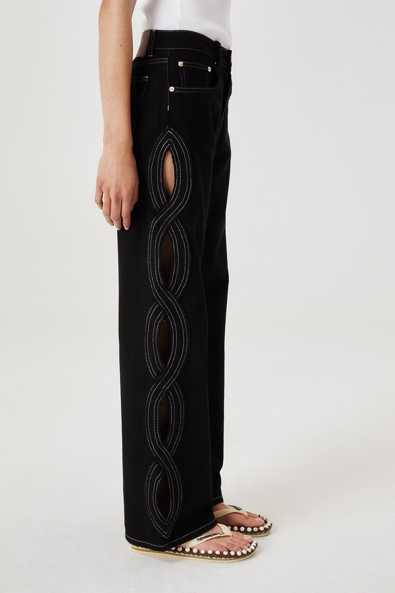 Denim à ouverture tresse