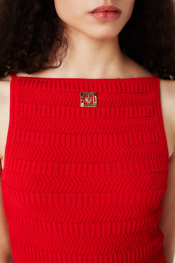 Top en maille à bijoux carré doré