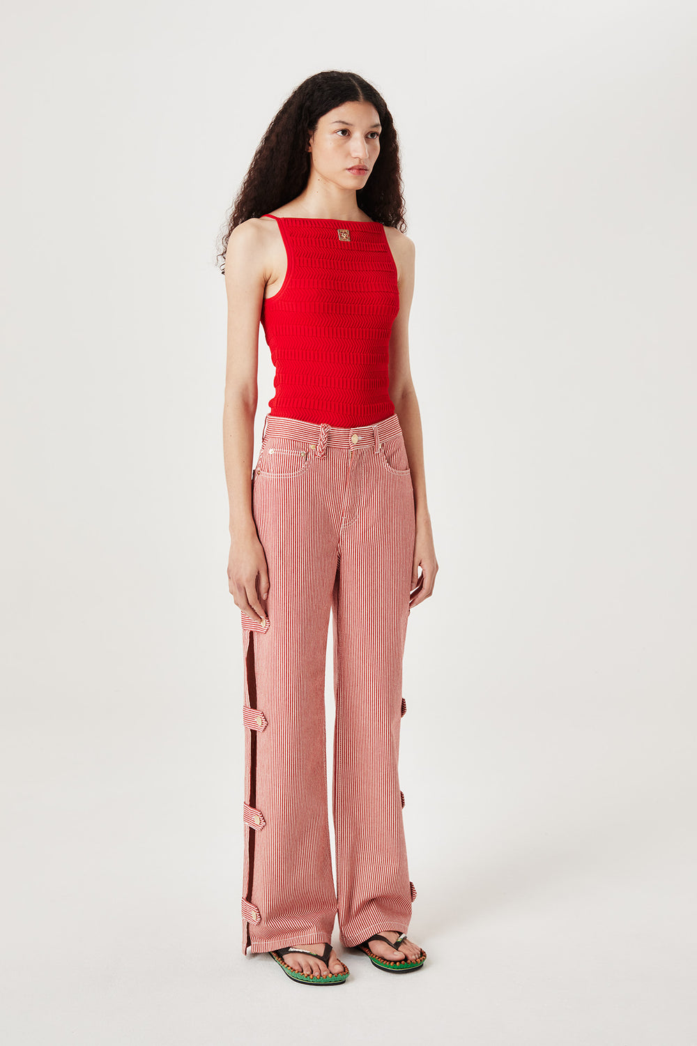 Striped canvas denim