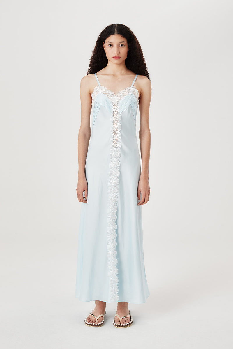 Long satin slip dress