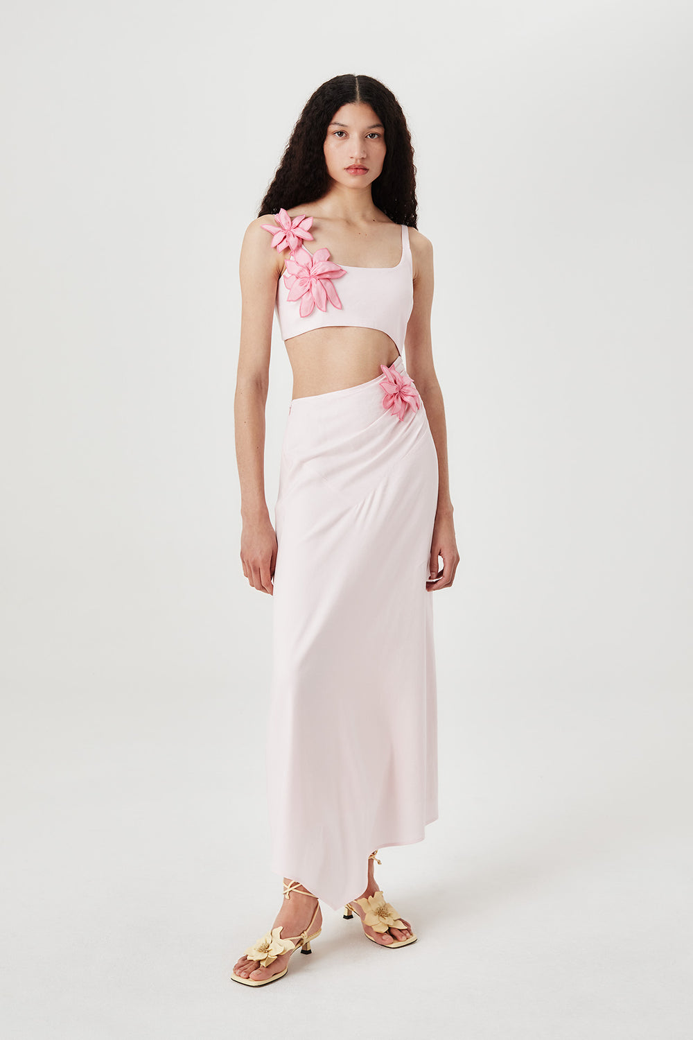 Long dress with a bralette effect