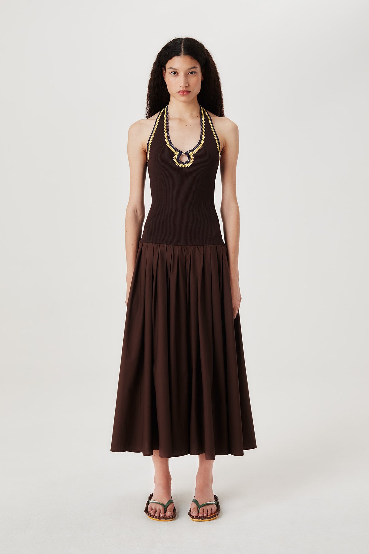 Robe longue en bi-matière