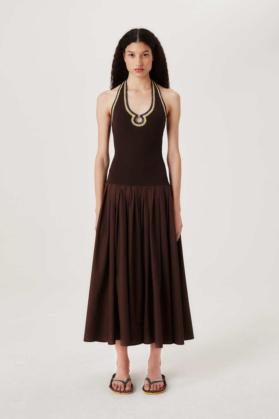 Robe longue en bi-matière