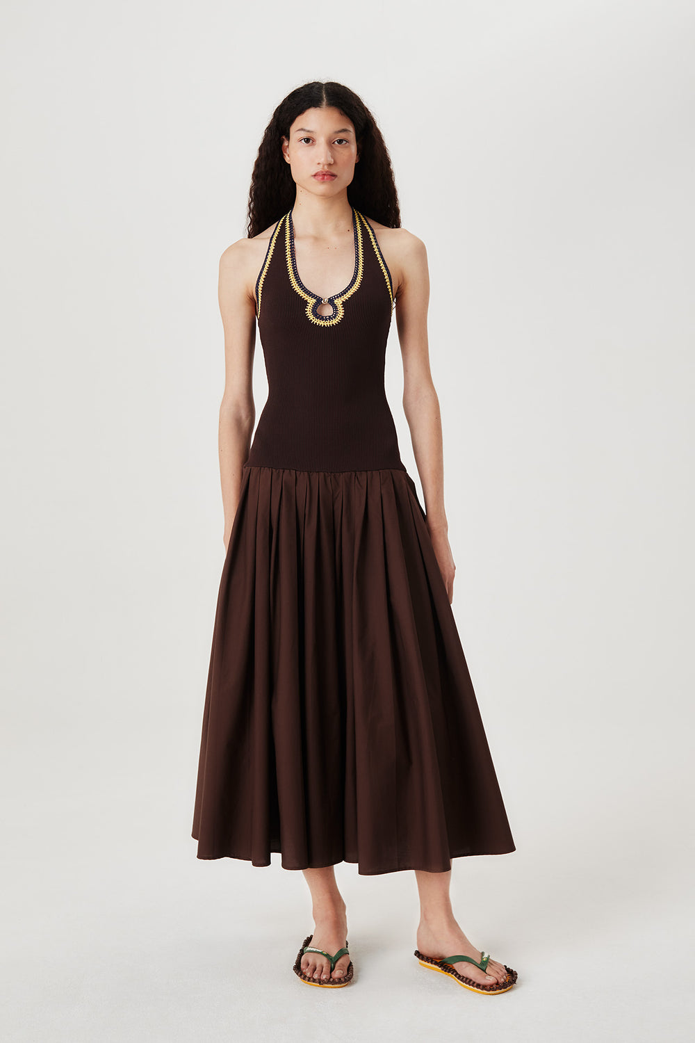 Robe longue en bi-matière