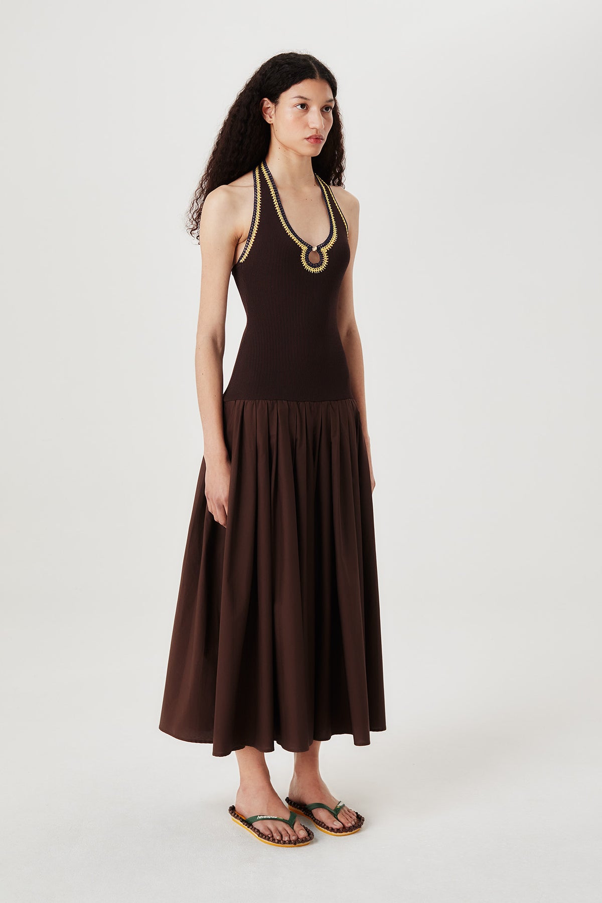 Robe longue en bi-matière