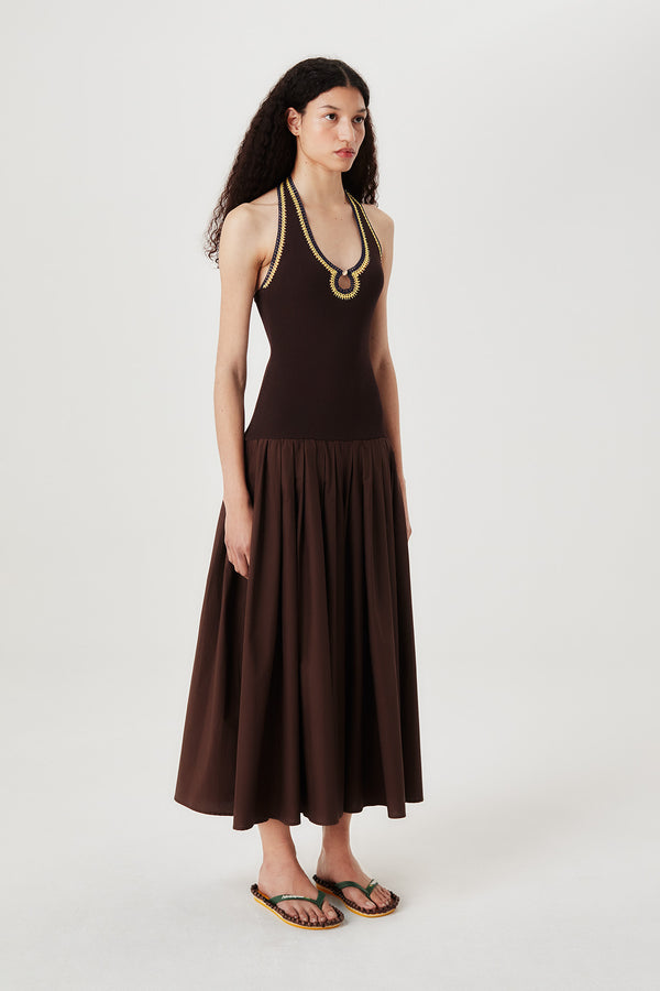 Robe longue en bi-matière