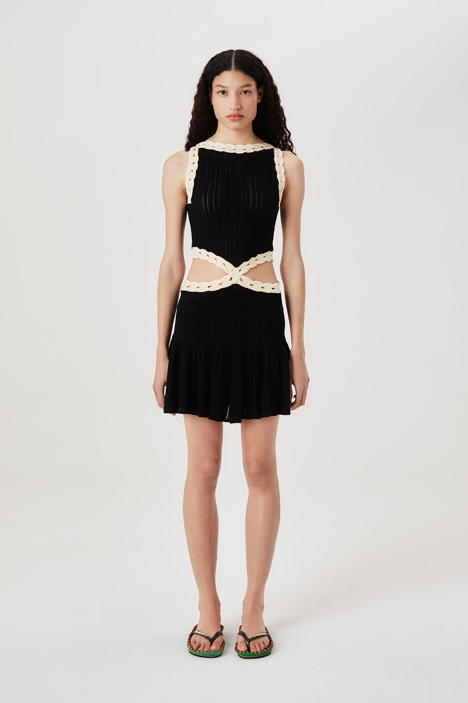 Robe courte en maille bicolore