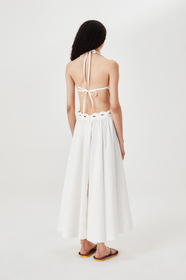 Robe longue en broderie anglaise