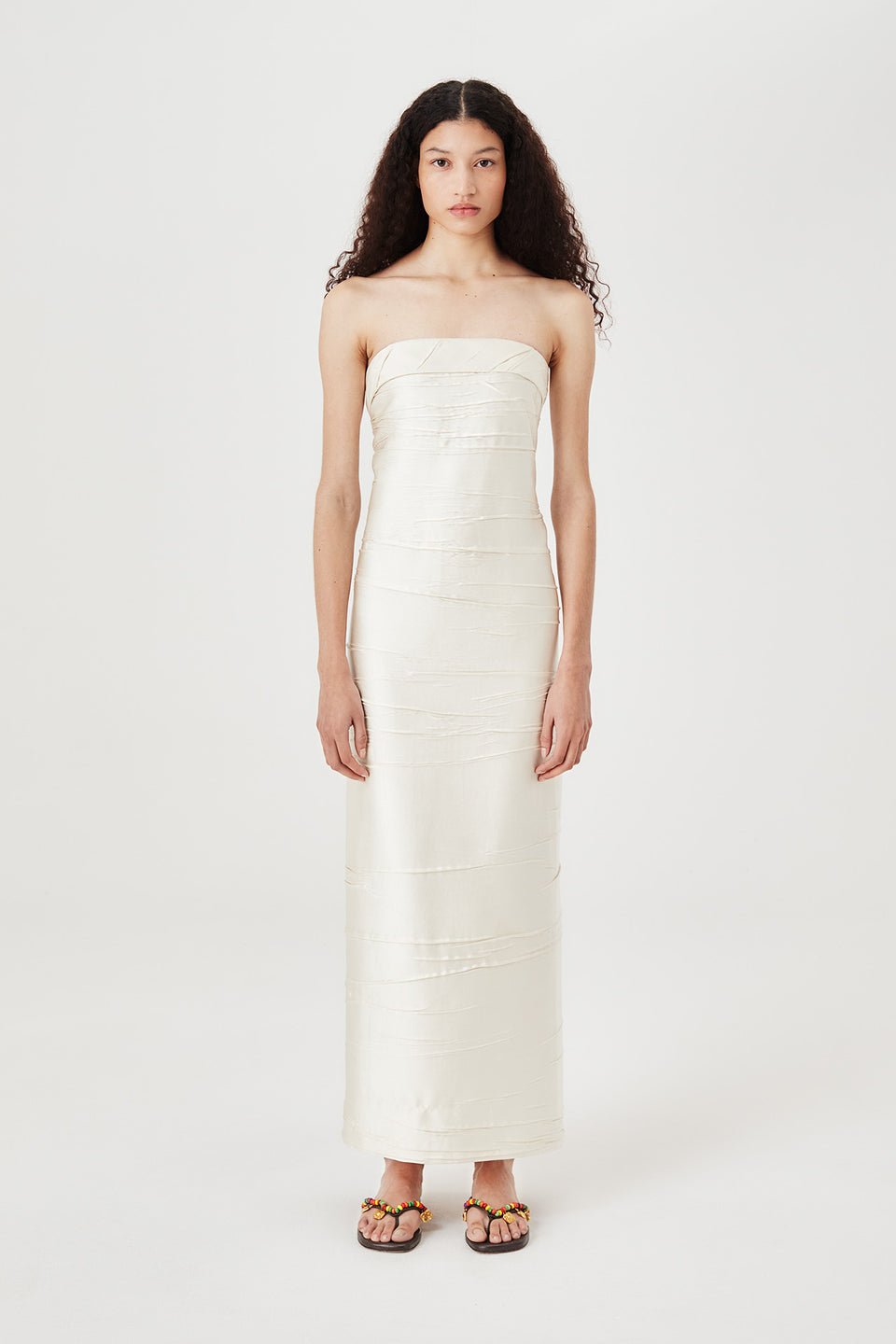 Robe longue bustier plissé