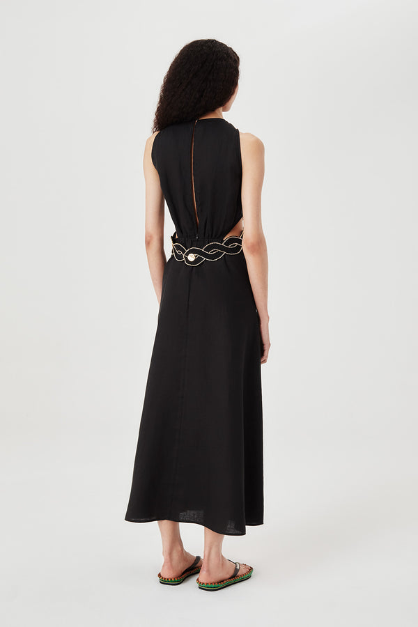 Robe à ceinture tresse brodée de strass