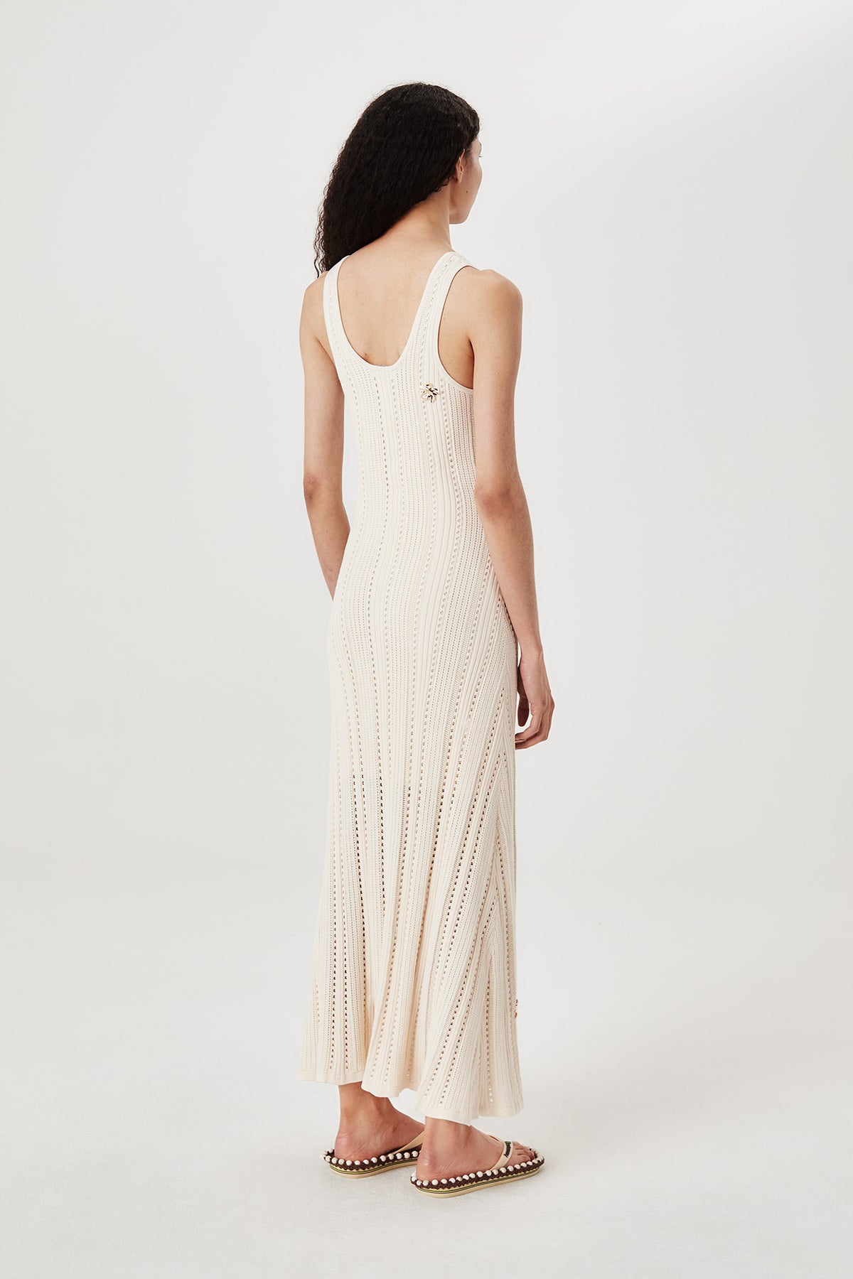 Robe longue à fleurs métalliques