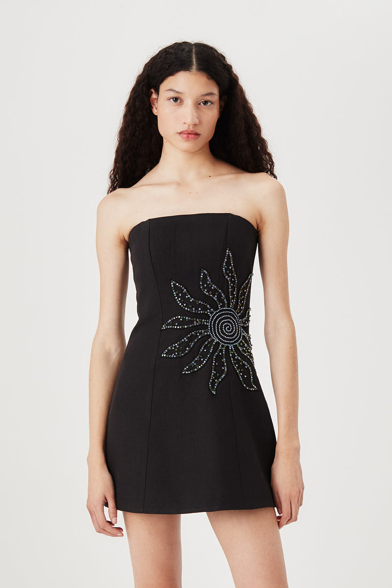 Robe bustier à soleil strass