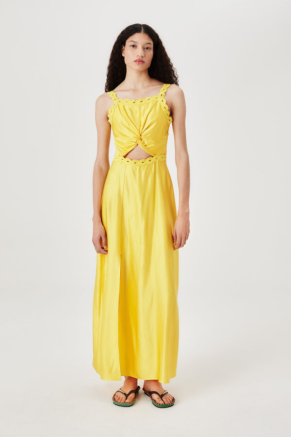 Robe longue satinée