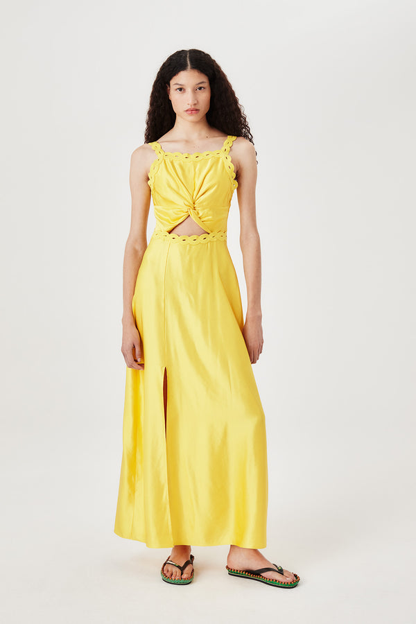 Robe longue satinée