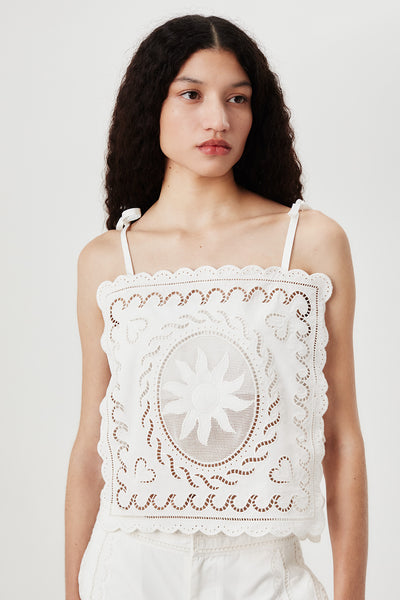 Top in eyelet embroidery