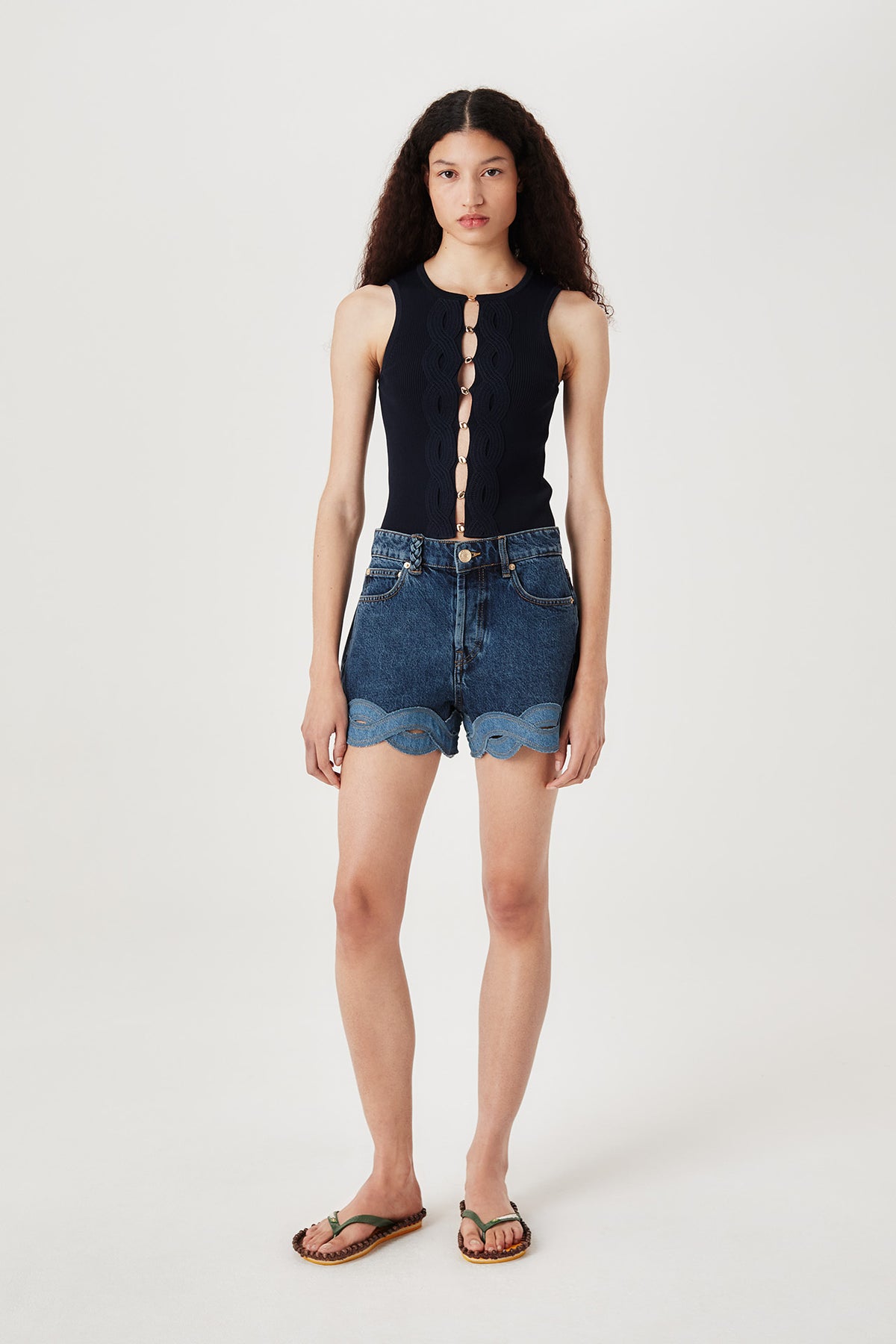 Knit top with front opening