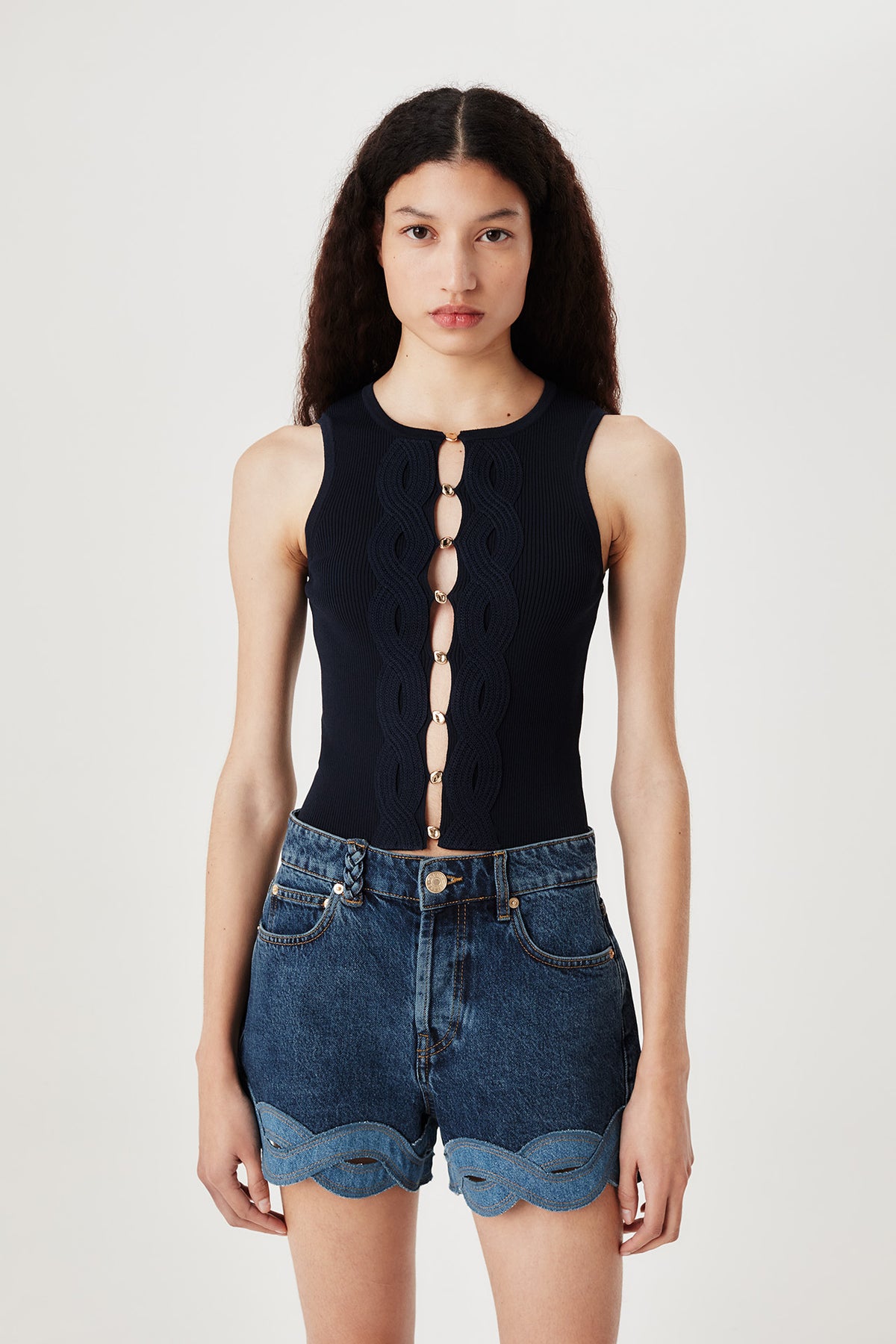 Short à tresse contrastée