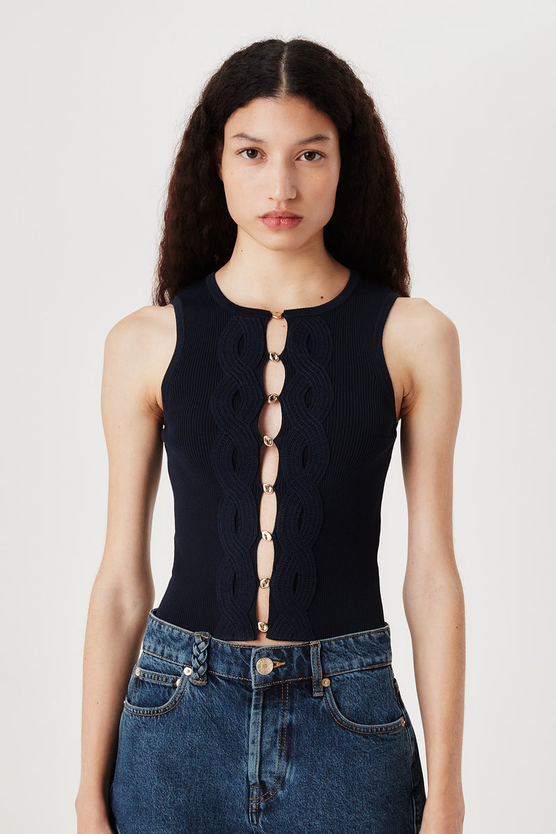 Openwork knit top