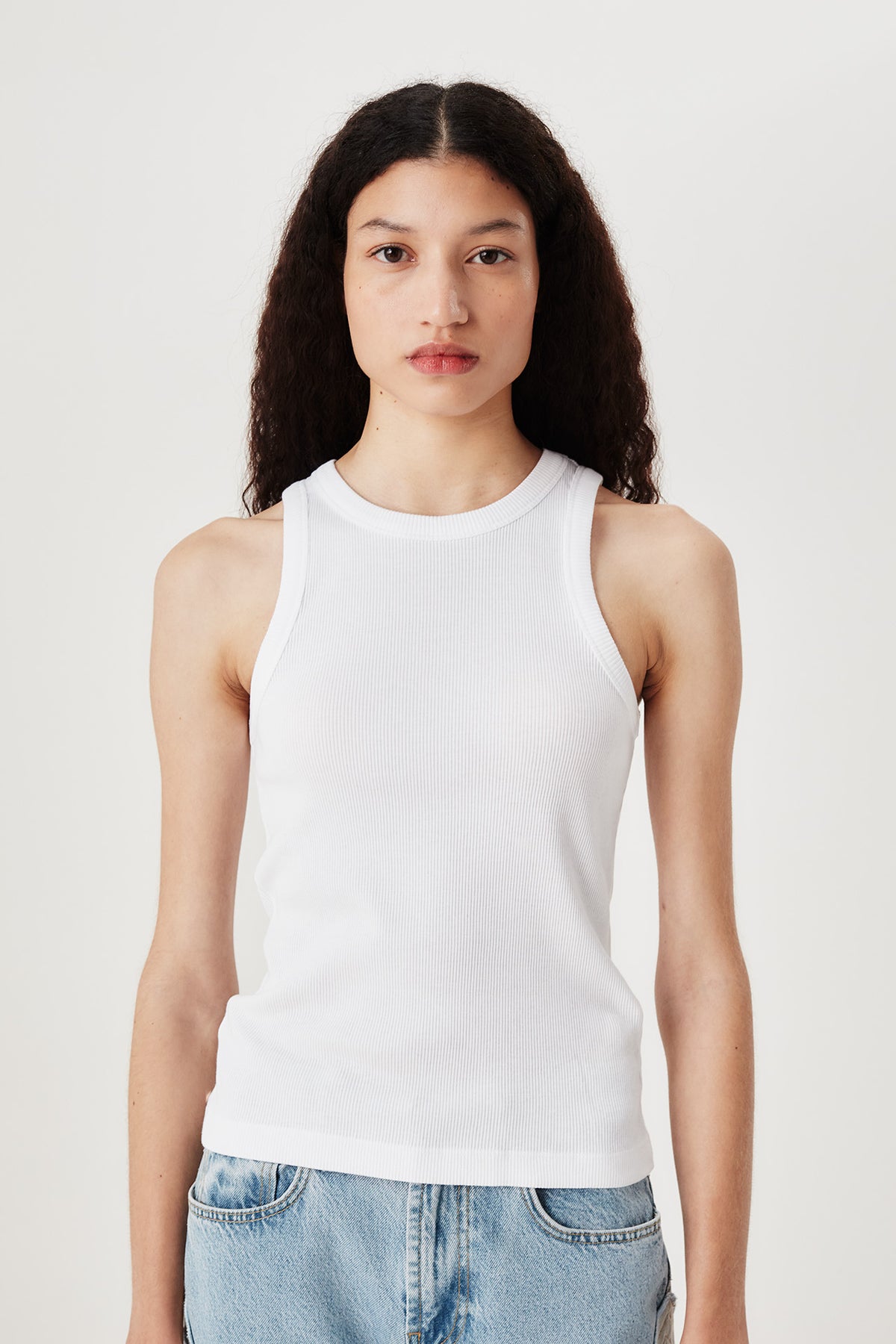 White embroidered tank top