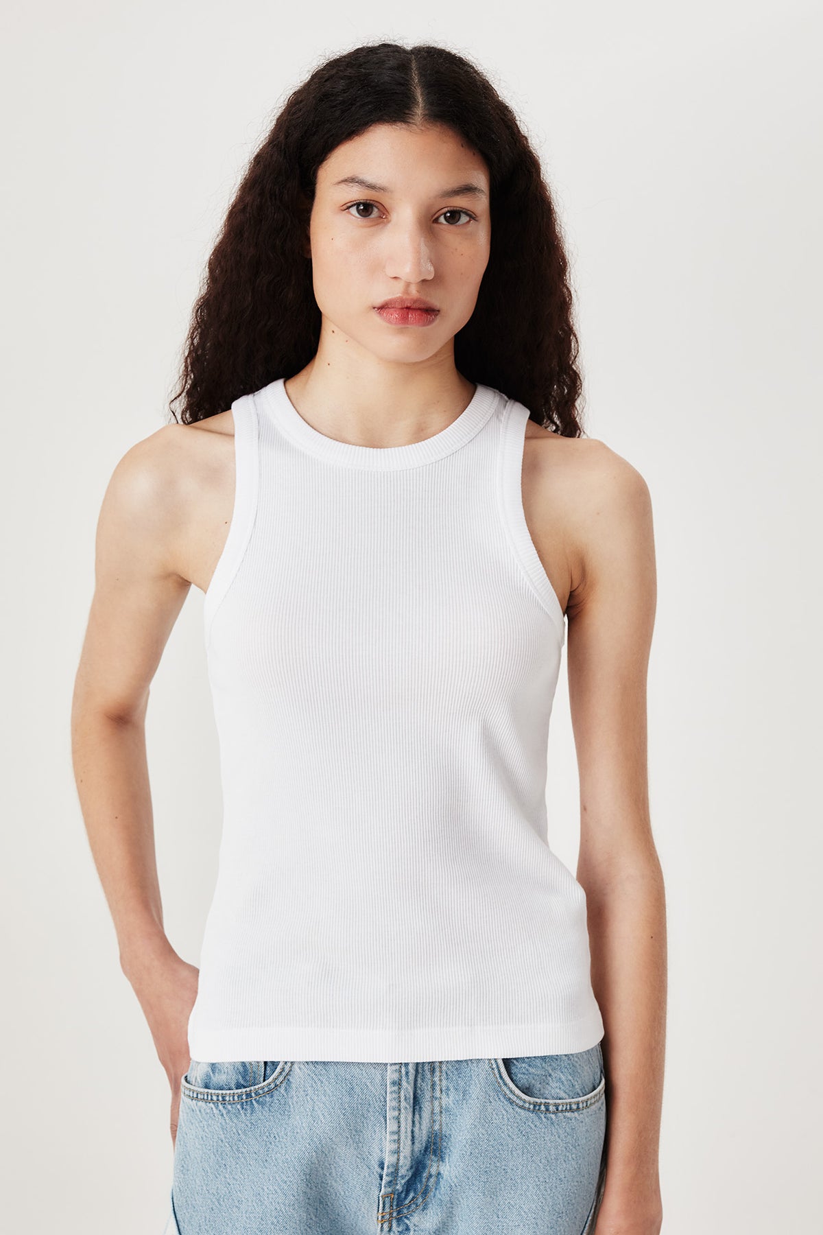 White embroidered tank top