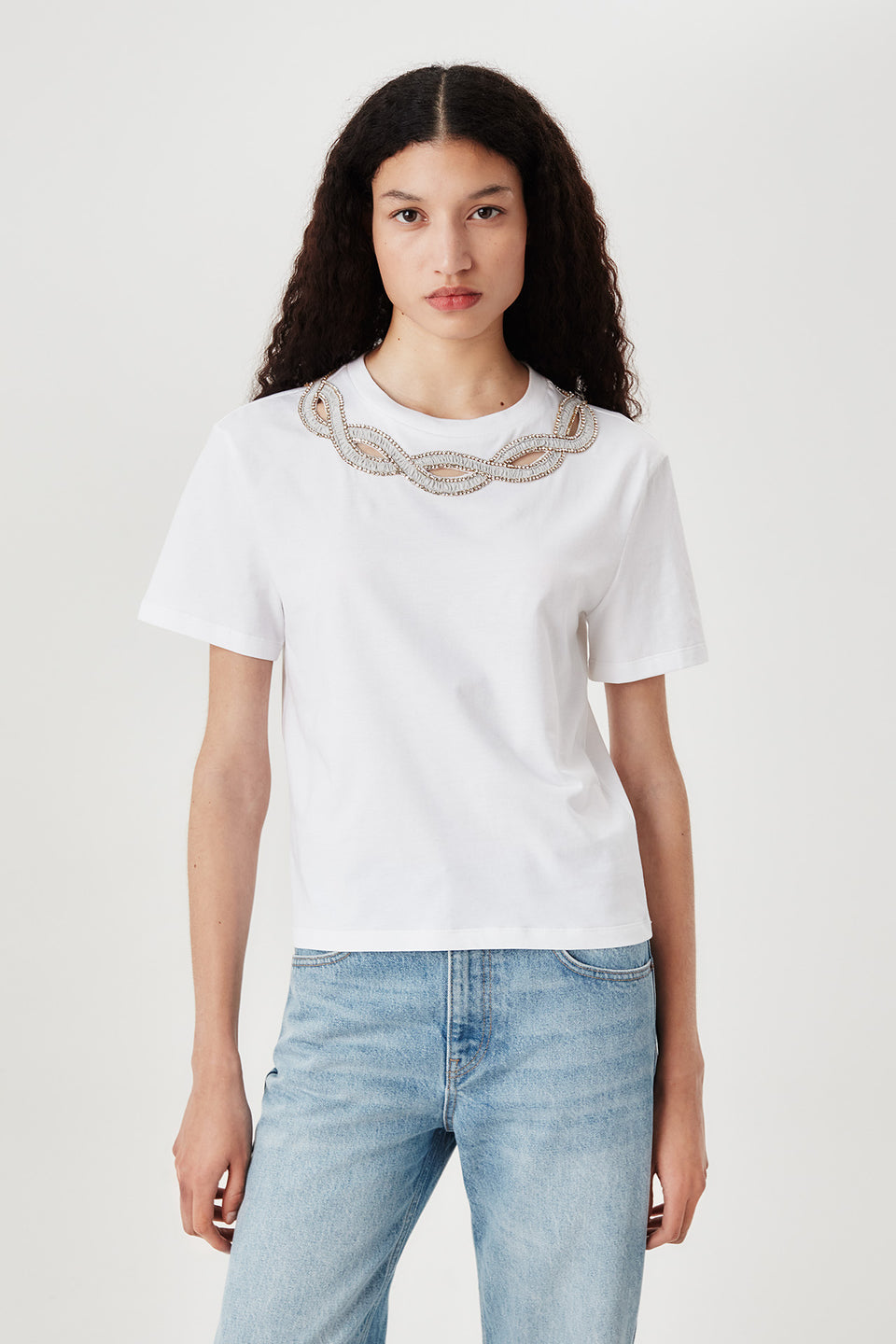 T-shirt à col tresse