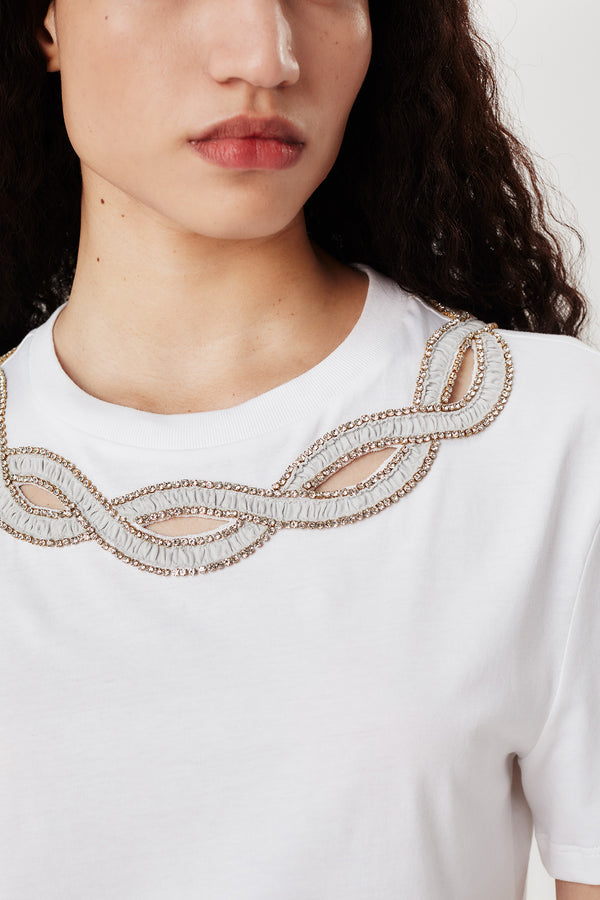 Braided collar T-shirt