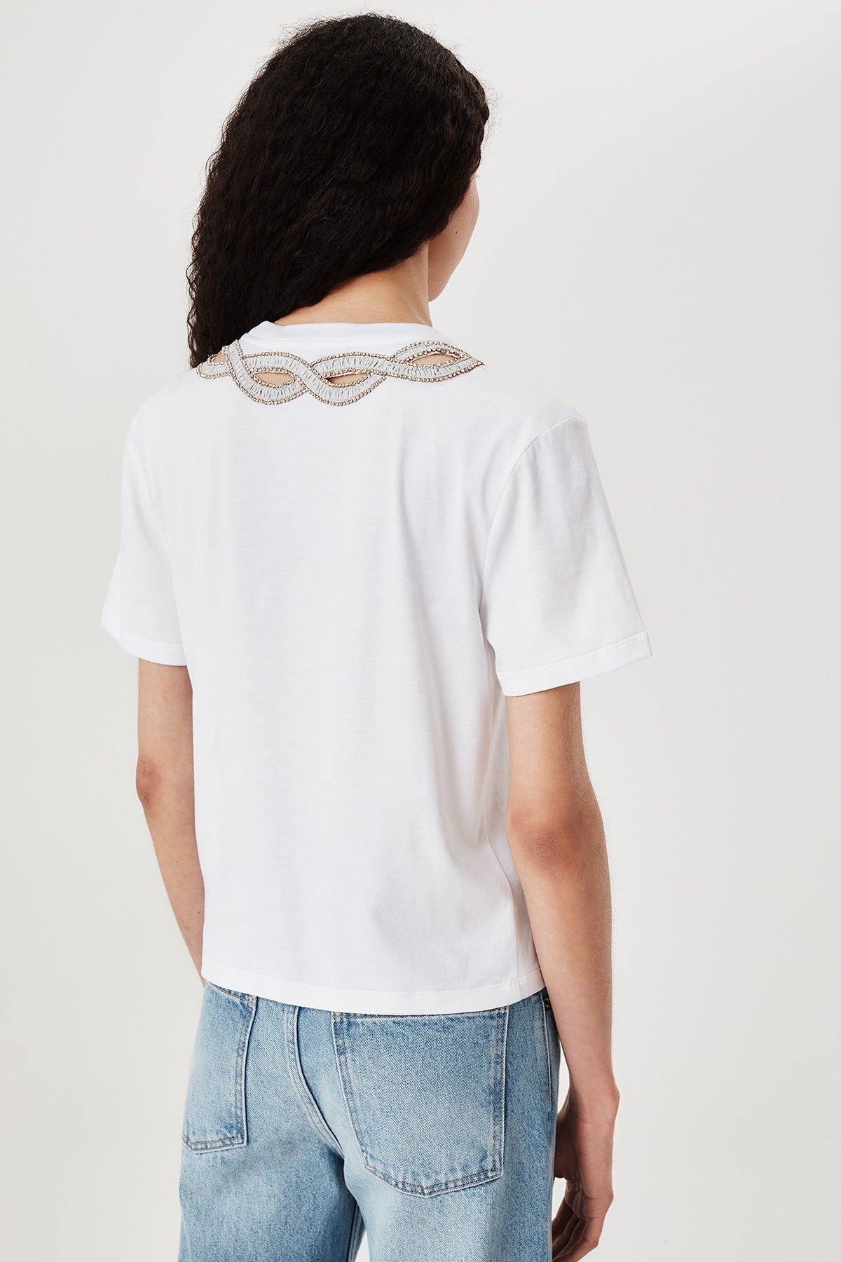 T-shirt à col tresse
