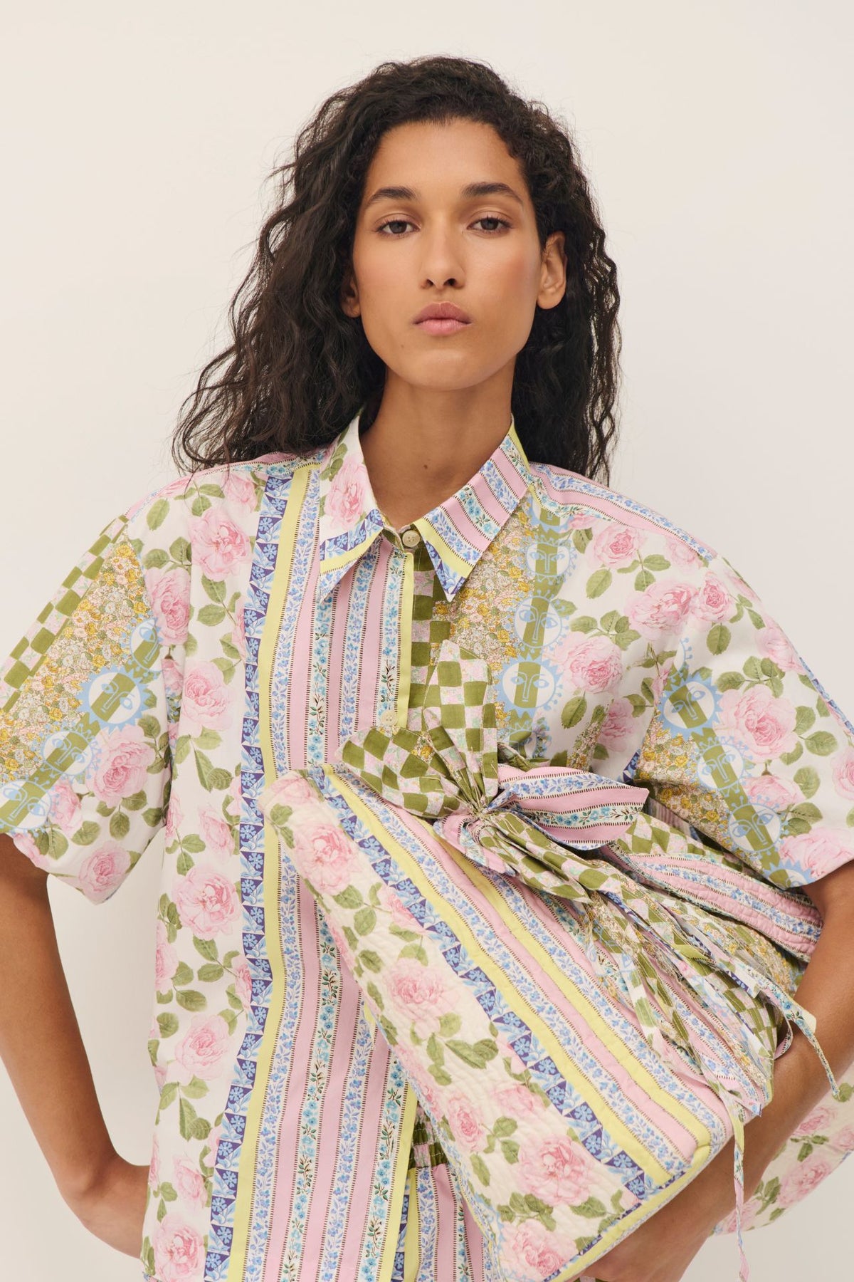 Chemise à manches ballons en popeline Liberty