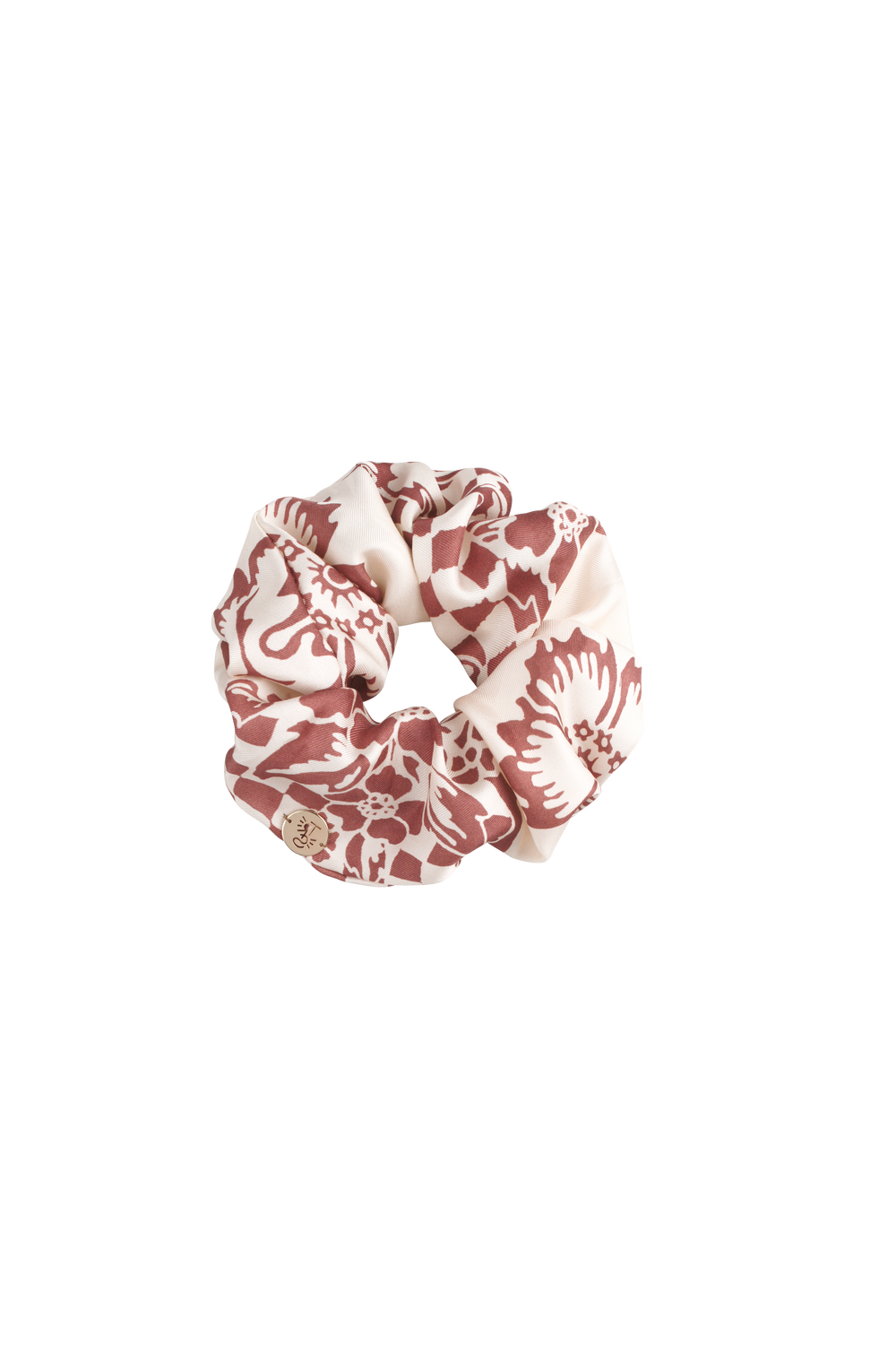 Terracotta printed silk scrunchie