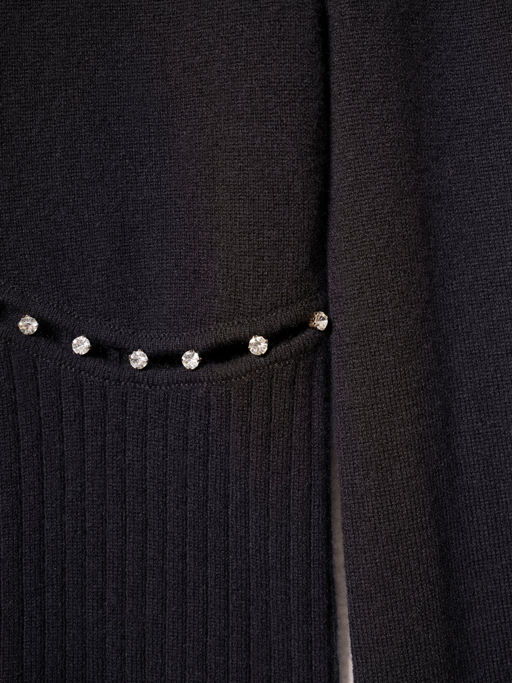 Rhinestone-adorned opening sweater