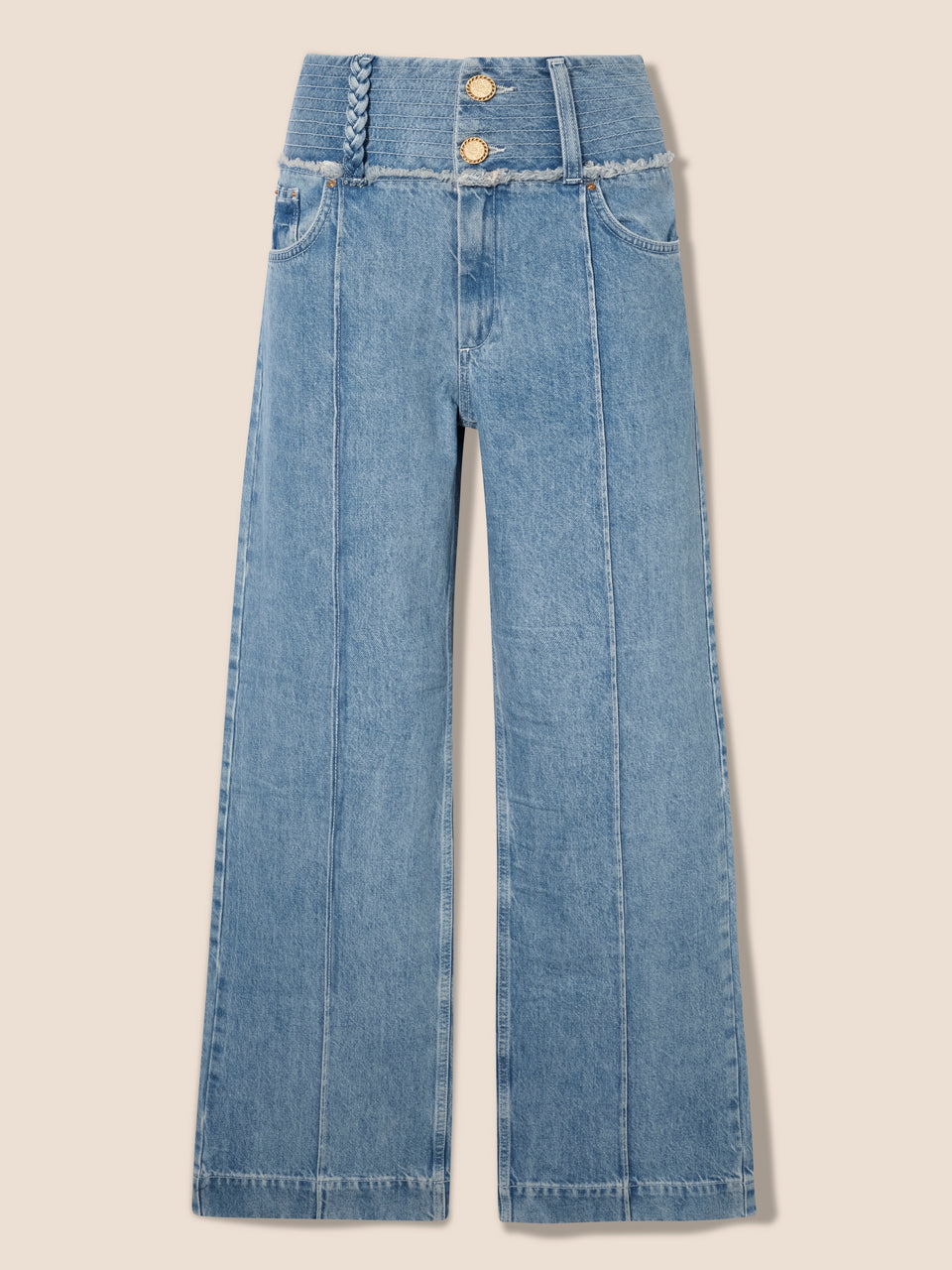 Wide-waistband denim