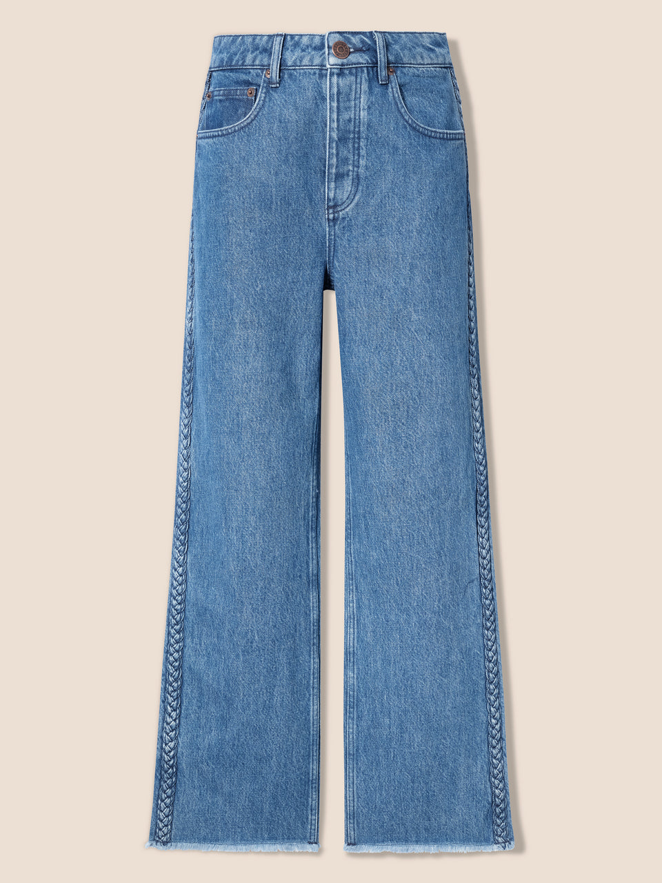 Denim with applied braids