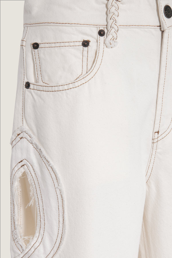Denim avec ouverture tresse écru