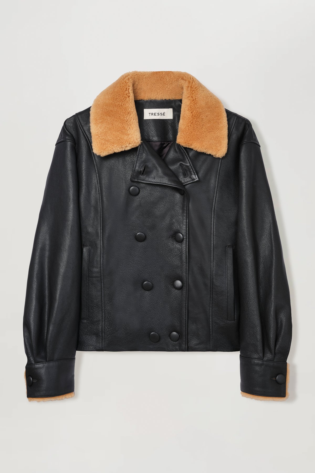 Veste en cuir à col en fourrure